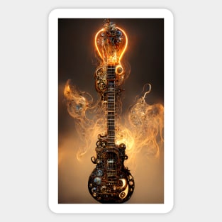 Glowing fire electric guitar Sticker